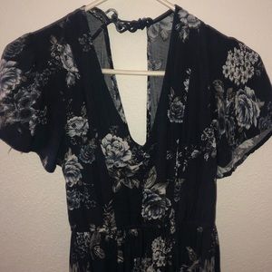 Navy Blue Floral Maxi Dress